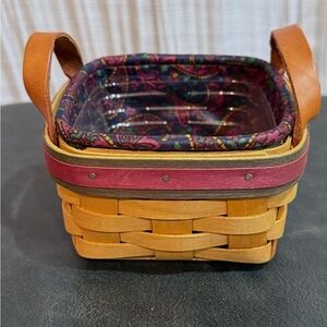 1999 Longaberger Father's Day Tee Basket w/Liner & Protector 5.25"L x 5"W x 3"H